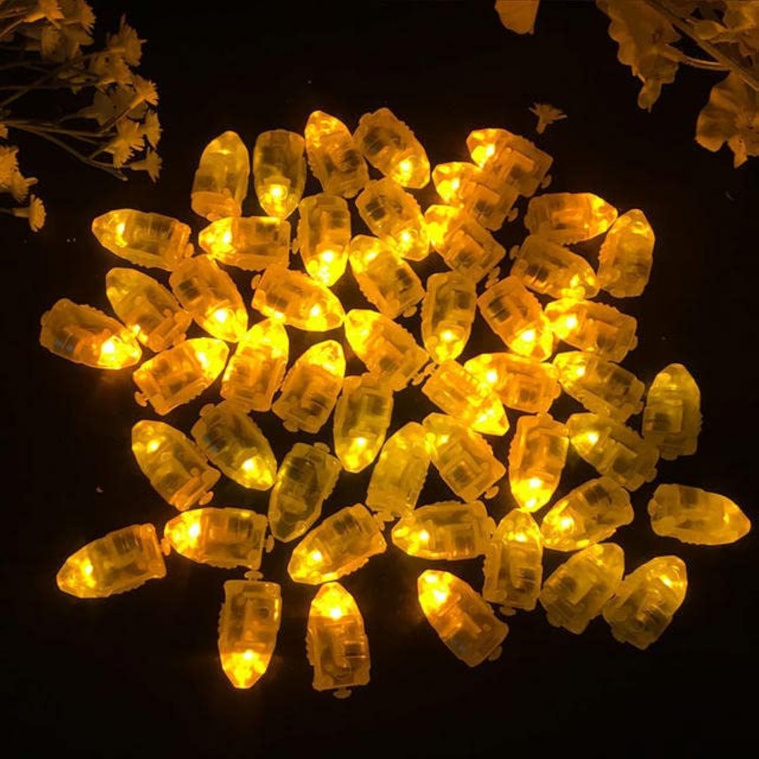 Nimomo LED Ballon Decor Lights, 1 Set/50Pcs Waterproof LED Lights for Paper Lantern Ballon Wedding Party Decor (Yellow)