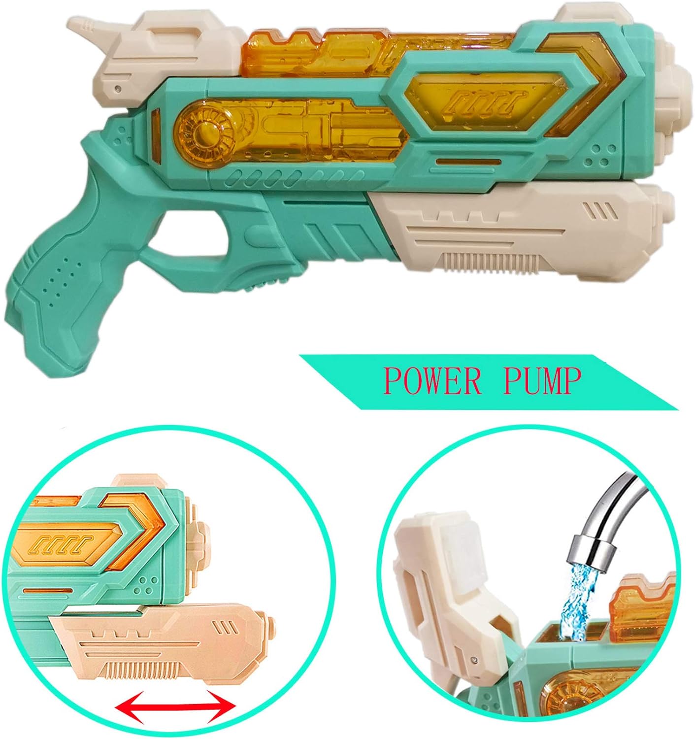 AMVUZ Water Guns, 2 Pack Squirt Gun Water Soaker Blaster Toys Gifts for Kids, Summer Water Fight ,Family Fun Children for Swimming Pools Party Beach Sand Water Fighting: Toys & Games