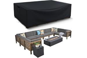 HIGHTQURO Patio Furniture Covers Waterproof, Heavy Duty 600D Outdoor Furniture Covers for Outside Sectional Sofa Set,Tear Resistance and Anti-UV, Black,108"L x 82"W x 28"H