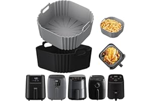 LYHOLKEER Silicone Air Fryer Liners for CHEFMAN 2 Qt Mini Air Fryer, 2 Pack Square Small Airfryer Liners Reusable for Ninja/DASH/Cuisinart/topzee/COSORI/BELLA/COMFEE'/Instant Pot/Tasty/DEIME/Bear 1-2.1QT