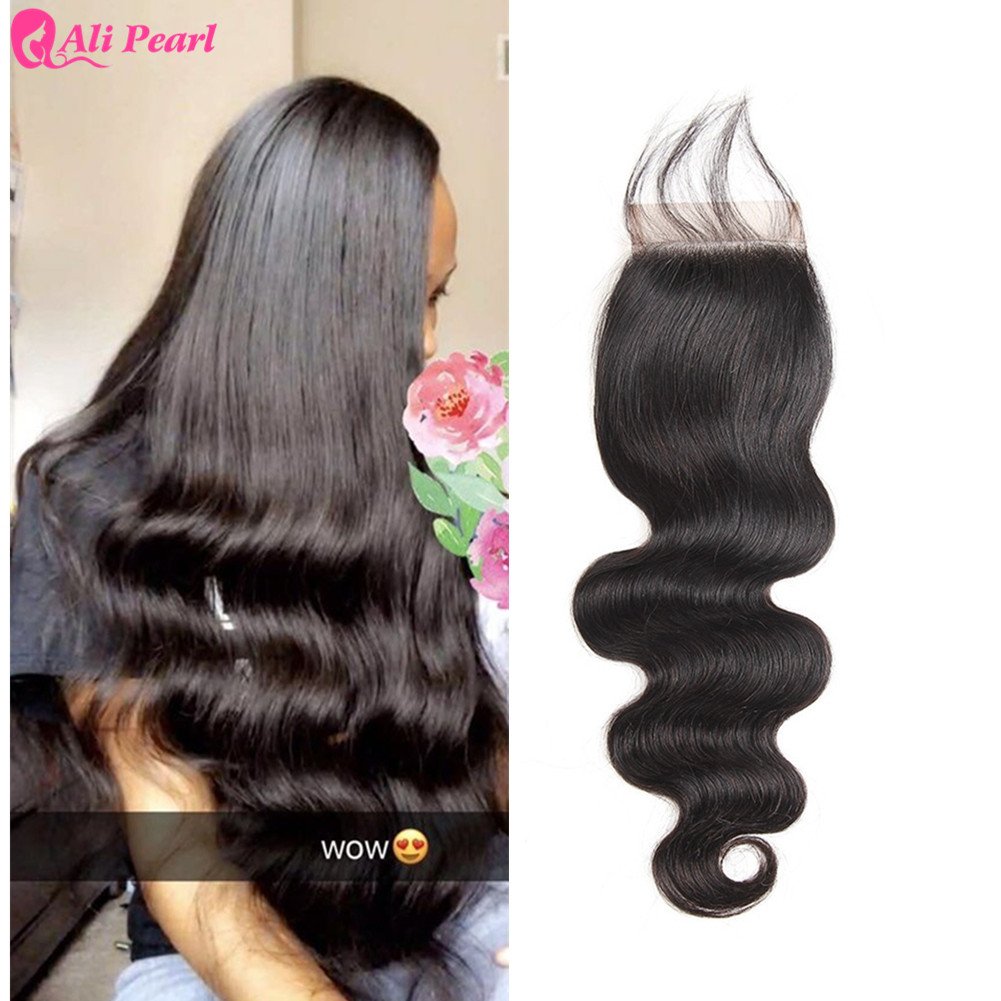 Ali Pearl 8a Brazilian Human Hair Body Wave 4x4 Lace Closure Free