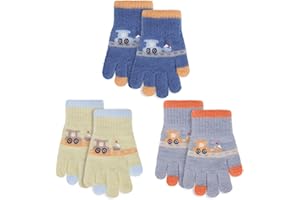 QKURT 3 Pairs Kids Magic Gloves, Unisex Stretch Gloves Children's Warm Knit Glove Winter Thermal Glove Elastic Full Fingers M