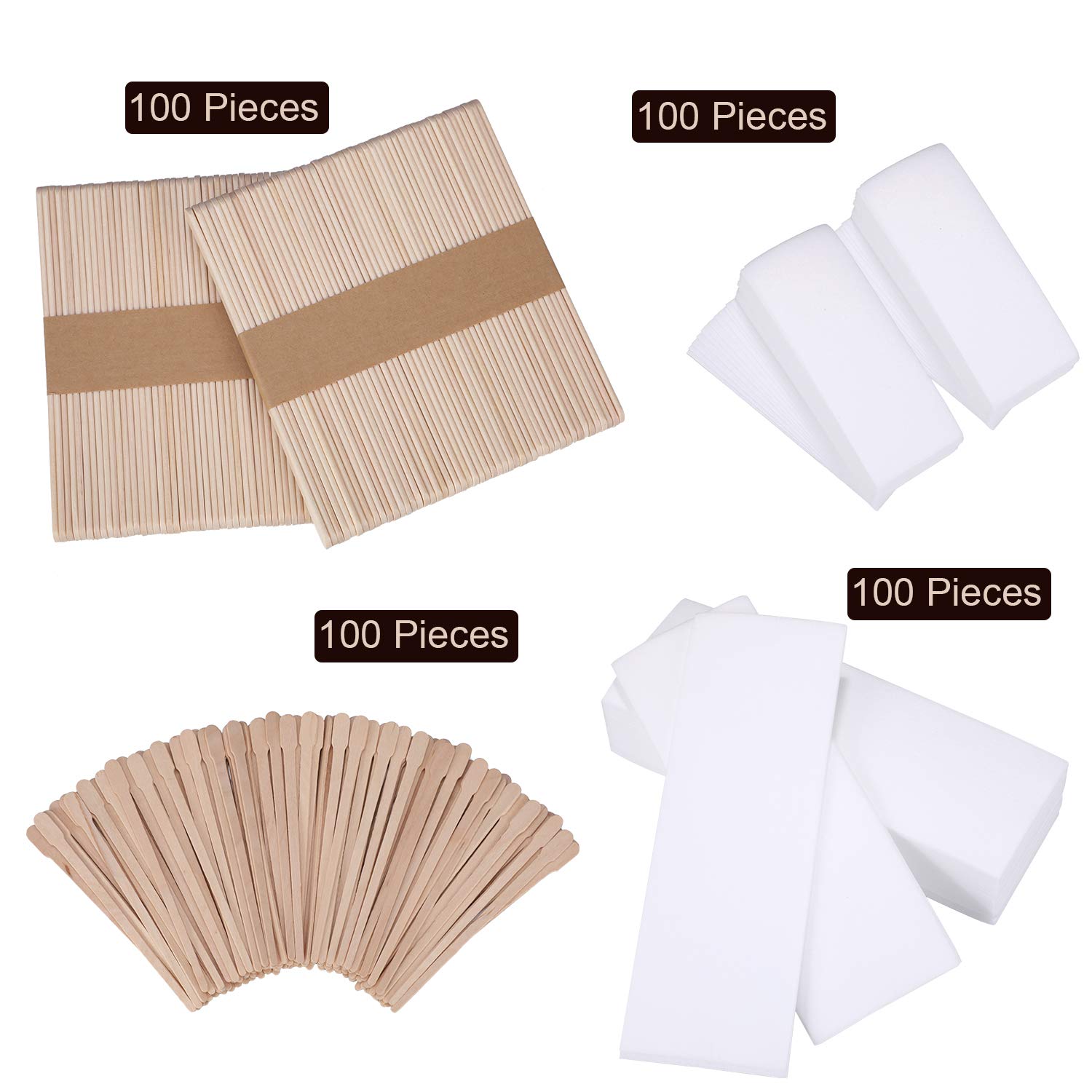 Yaomiao 400 Pieces Wax Strips Kit - Non-Woven Strips with Applicator for Body and Facial Hair Removal