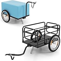 Goplus Bike Cargo Trailer, Folding Bike Cart with Weather-Proof Oxford Cover, Universal Hitch, 16" Pneumatic Wheels,120 LBS C