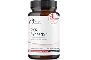Designs for Health RYR Synergy - Red Yeast Rice Supplement - 1200mg Red Yeast Rice + CoQ10 to Support Cardiovascular Health + Maintenance of Lipid Levels in Normal Range (120 Capsules)