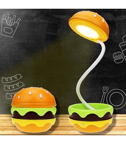 YZYOE LED Rechargeable Hamburger Desk Lamp, Creative