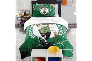 NORTHWEST NBA Boston Celtics Officially Licensed Comforter Set – NBA Team Logo Bedding – Super Soft Game Day Bed Set with Shams – Green and White Team Colors, Twin/Twin XL