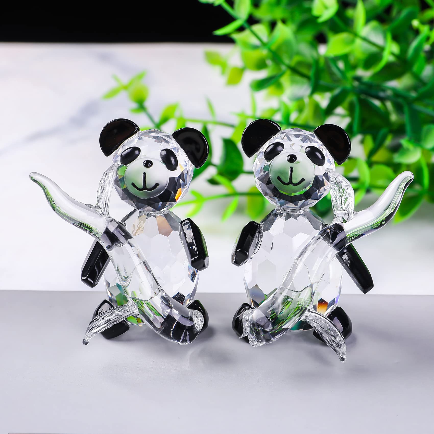 Movdyka 2 Small Crystal Pandas Gifts for Girls, Glass Animal Collectible Presents for Lovers Panda Figurine Home Ornaments — image 1