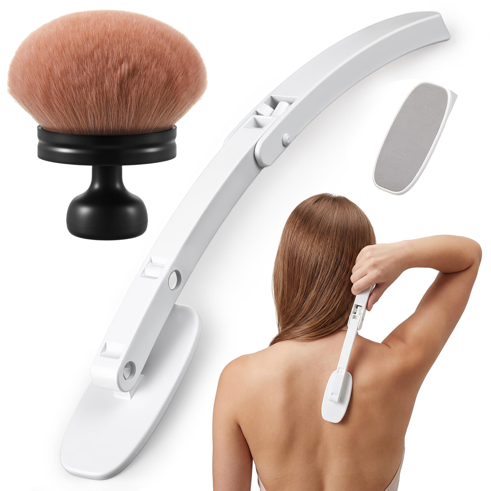 Photo 1 of Acellegic 2 Pcs Self Tanner Back Applicator, Long Handle Tanning Brush for Hard to Reach Areas, Streak-free Sunless Tanning Tool with Soft Bristles for Body & Face