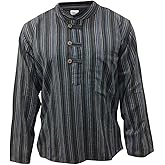 Shopoholic Fashion Mens Striped Grandad Shirt