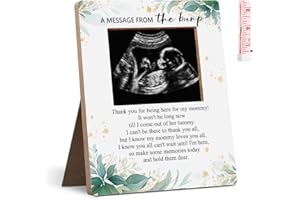 Hatzelou Baby Shower Sign Picture Frame, A Message From The Bump Sonogram Picture Frame, Green Floral Design Decor Gender Reveal, Pregnancy Milestone Keepsake 4.3 * 5.3 IN Photos