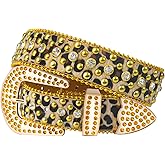 Vxrxal Rhinestone Belt Leopard Print Bling Belts For Women Luxury BB Y2K Cowgirl Belts for Jeans, Festival Gifts Belt