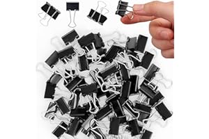 AMKIOKIO 150 Pcs Black Small Binder Clips, 0.75 Inch Mini Binder Clips - 19mm Metal Clips Office Supplies for Organizing Docu