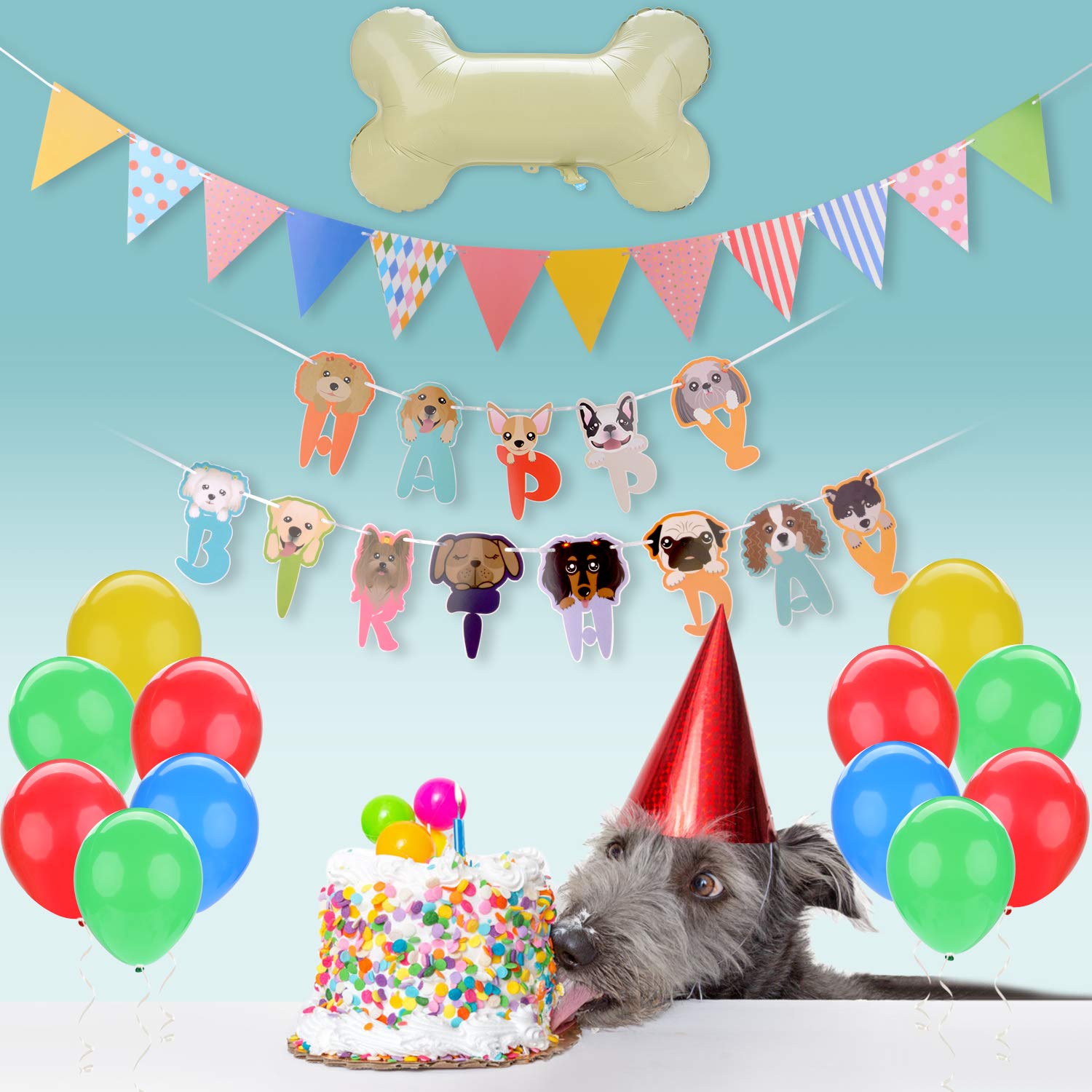 Legendog Dog Birthday Party Supplies, Dog Girl or Boy Birthday Party Decorations, Dog Party Decorations with Bone Balloon, Happy Dog Birthday Party Decorations