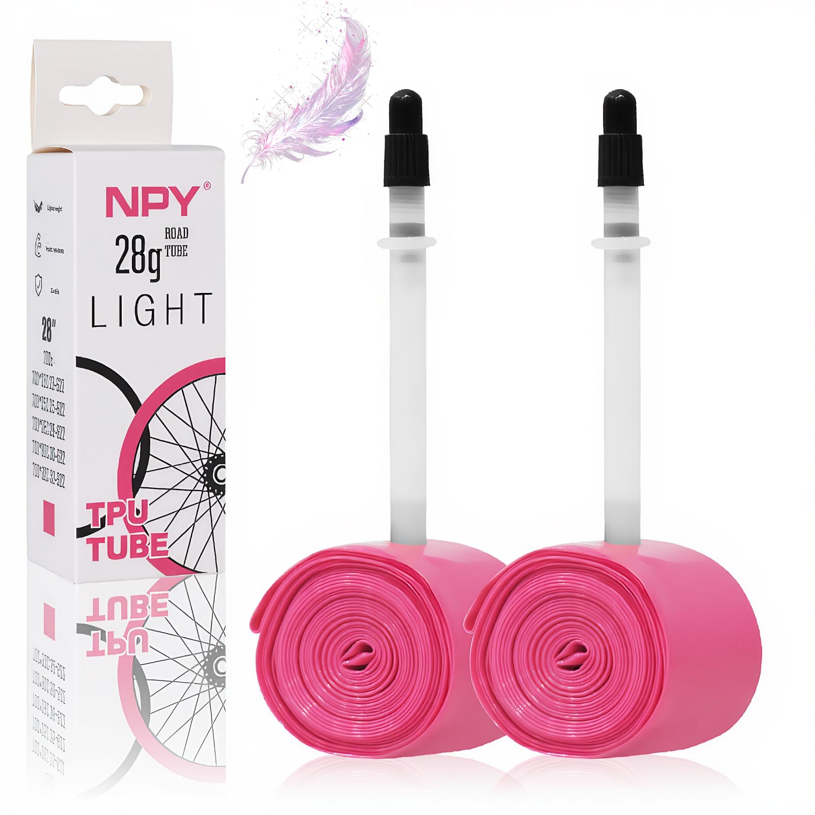 Photo 1 of 2-Pack TPU 700C Bike Inner Tube (18-32C) – Ultralight 28g Presta Valve Tube 45mm/65mm/85mm – Lightweight, Puncture-Resistant Bicycle Tube for Road, All-Road & Gravel Bikes