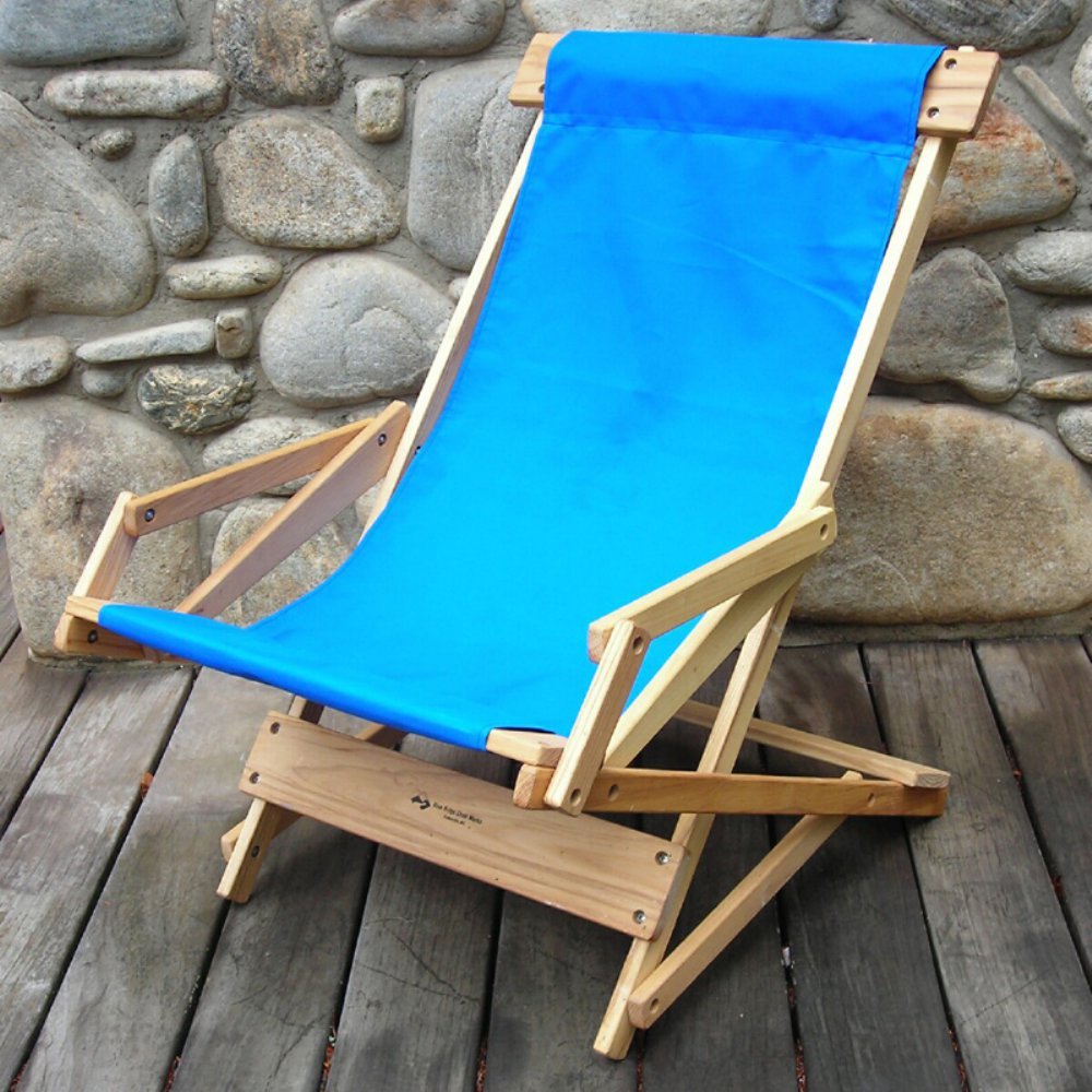 Sling Wood Recliner Beach Chair Fabric: Atlantic Blue
