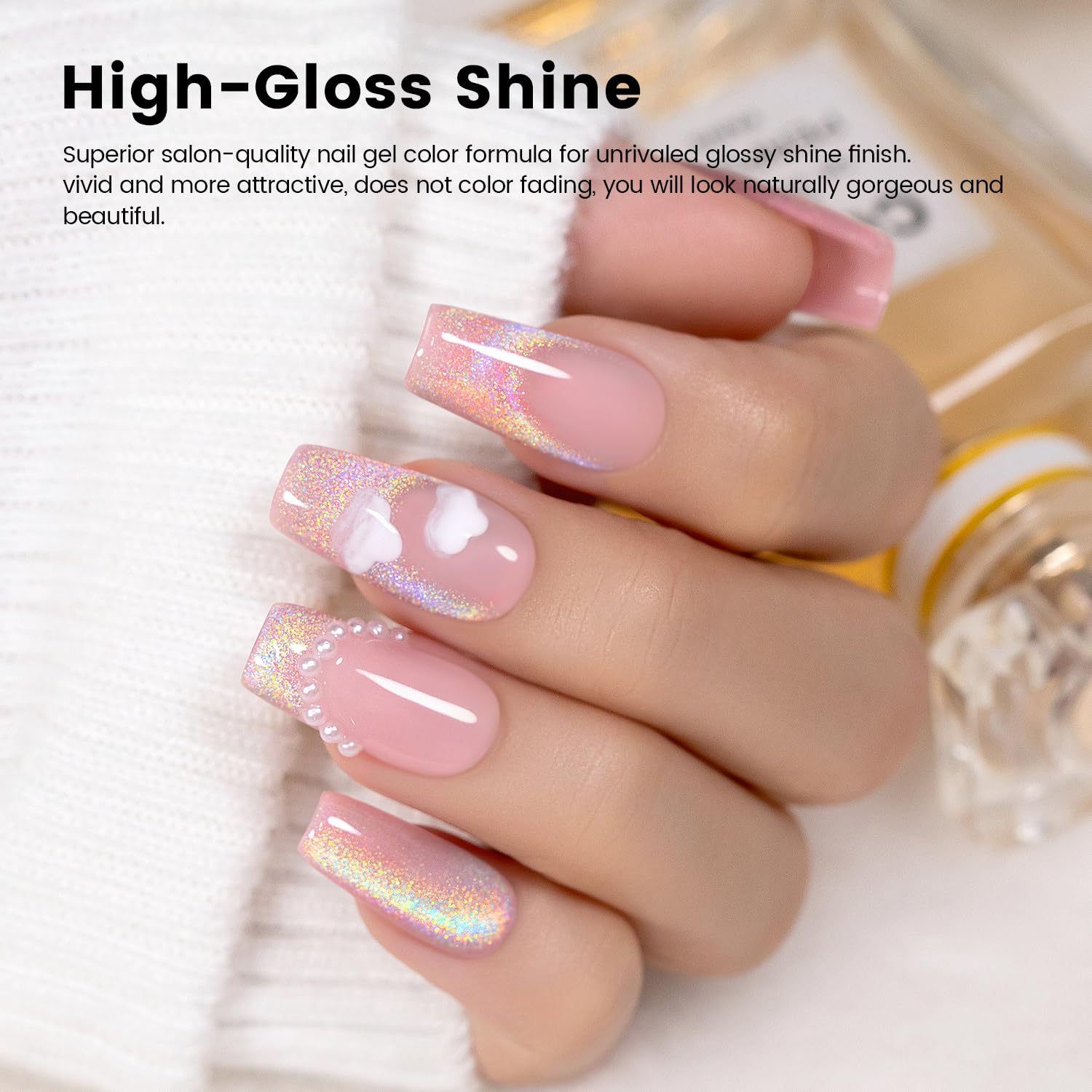 RARJSM Holographic Rainbow Cat Eye Gel Nail Polish with Magnet Stick Clear Silver Iridescent Glitter Sparkle 9D Cat Eye Gel Polish Soak off UV LED Curing Requires Soak Off Home Salon Diy Nail Art - Image 3