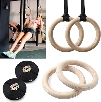 PELLOR - Anillas de Alta caliad Madera para Deporte Anillas de ...