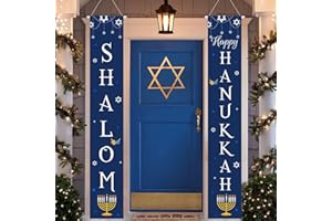 HOMDAILY Hanukkah Decorations, Chanukah Door Decoration Banner, Blue Hanukah Banners, Hanukkah Hanging Sign for Home Outdoor Indoor Wall Front Door Decor