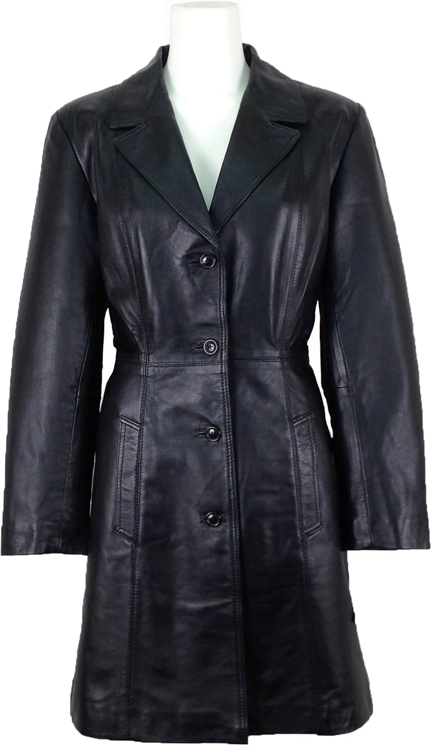 UNICORN Womens Three Quarter Length Trench Coat Real Leather Jacket