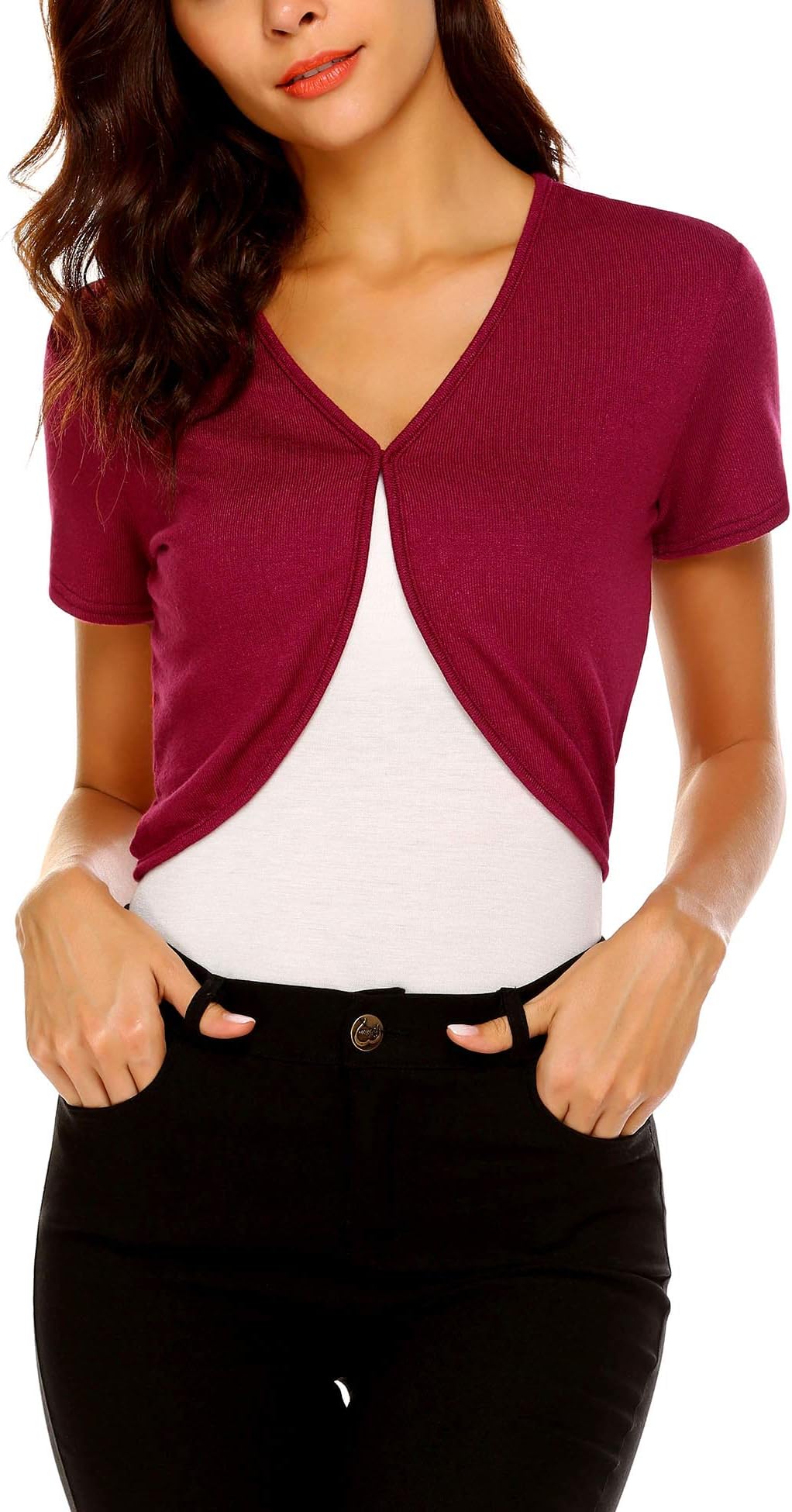 Shrug Bolero Cardigan for Womens Long Sleeve Short Little Cropped Sweater Knit Jackets for Dress S-XXL