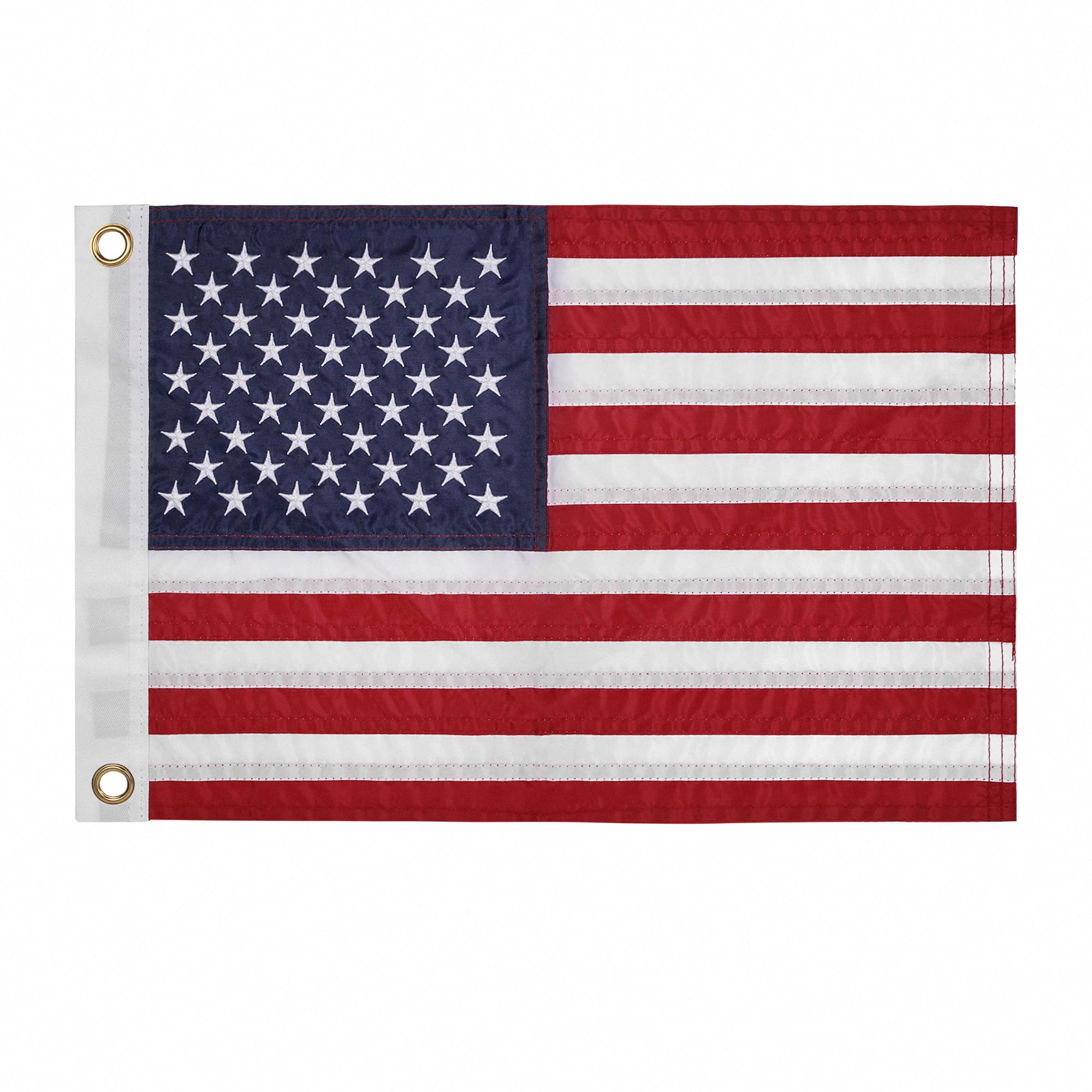 HOOSUN 4th Of July Decorations,Small American Flag 12.5 x 18 Inch Heavy Duty Nylon With 2 Brass Grommets Embroidered Stars,Fourth of July Decorations,USA Boat Flag for Bike,Car,Boat,Memorial Day Decor