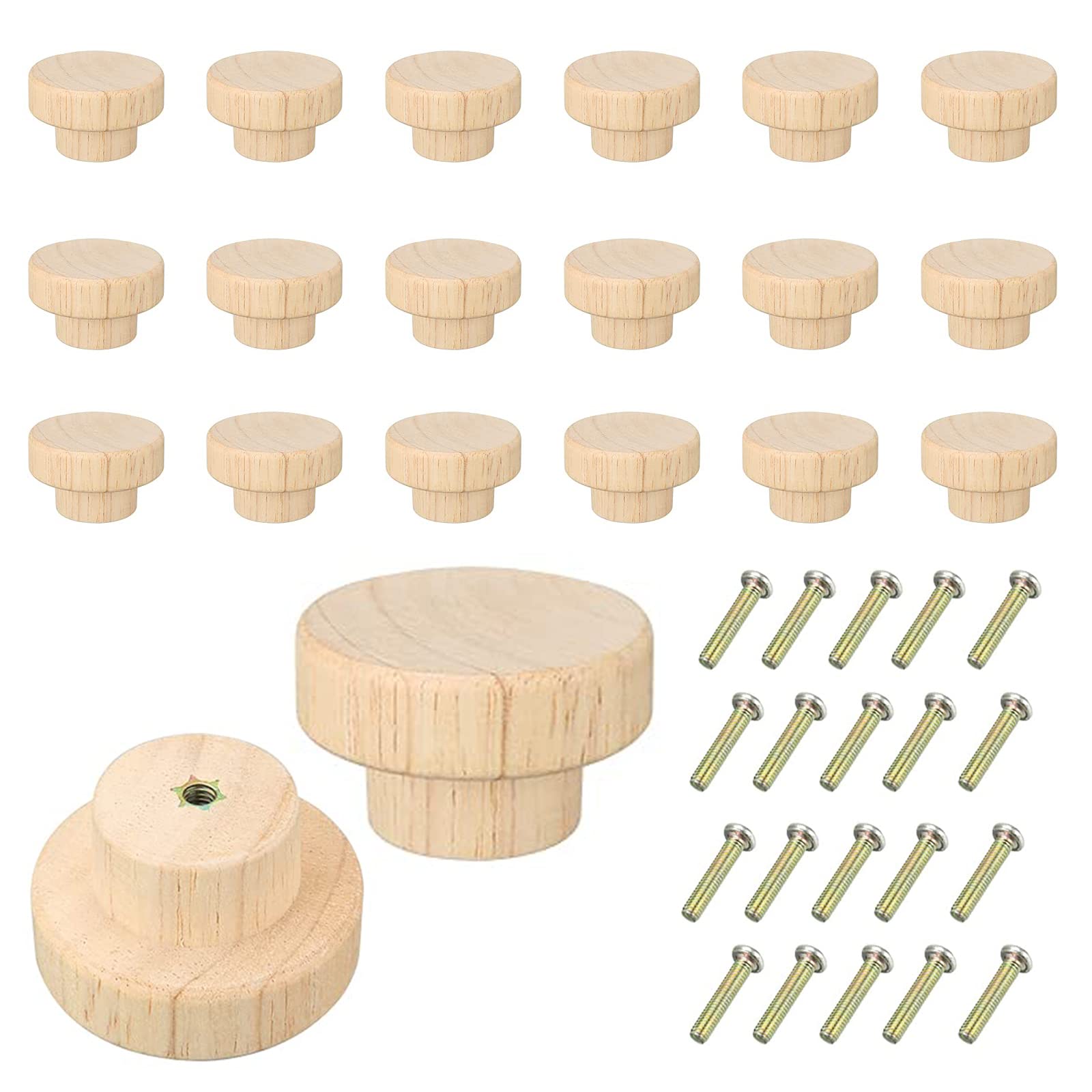 Bocotoer Gaęki meblowe, gaęki do szafek i szuflad, okrùgÃgÃgÃgÃgÃwn, drewno, 40 mm x 25 mm, 20 Pieces, 4K-ED2579_SML