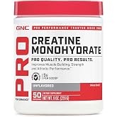 GNC Pro Performance Micronized Creatine Monohydrate, 9 oz, 50 Servings | Supports Muscle Strength, Energy Production, and Athletic Endurance, Gluten-Free and Tested for Banned Substances