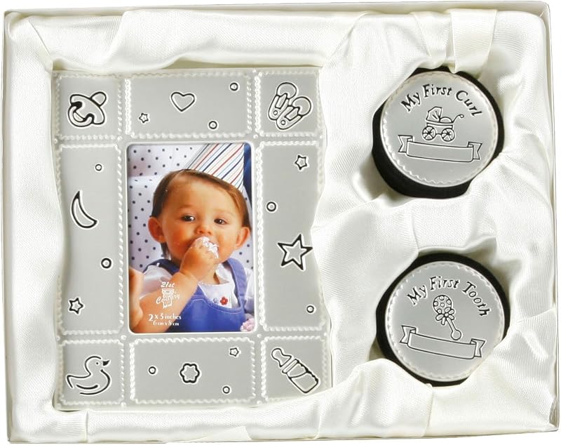 BARGAINS-GALORE Baby Photo Frame & My First Curl Tooth Box Gift Set Birth Shower