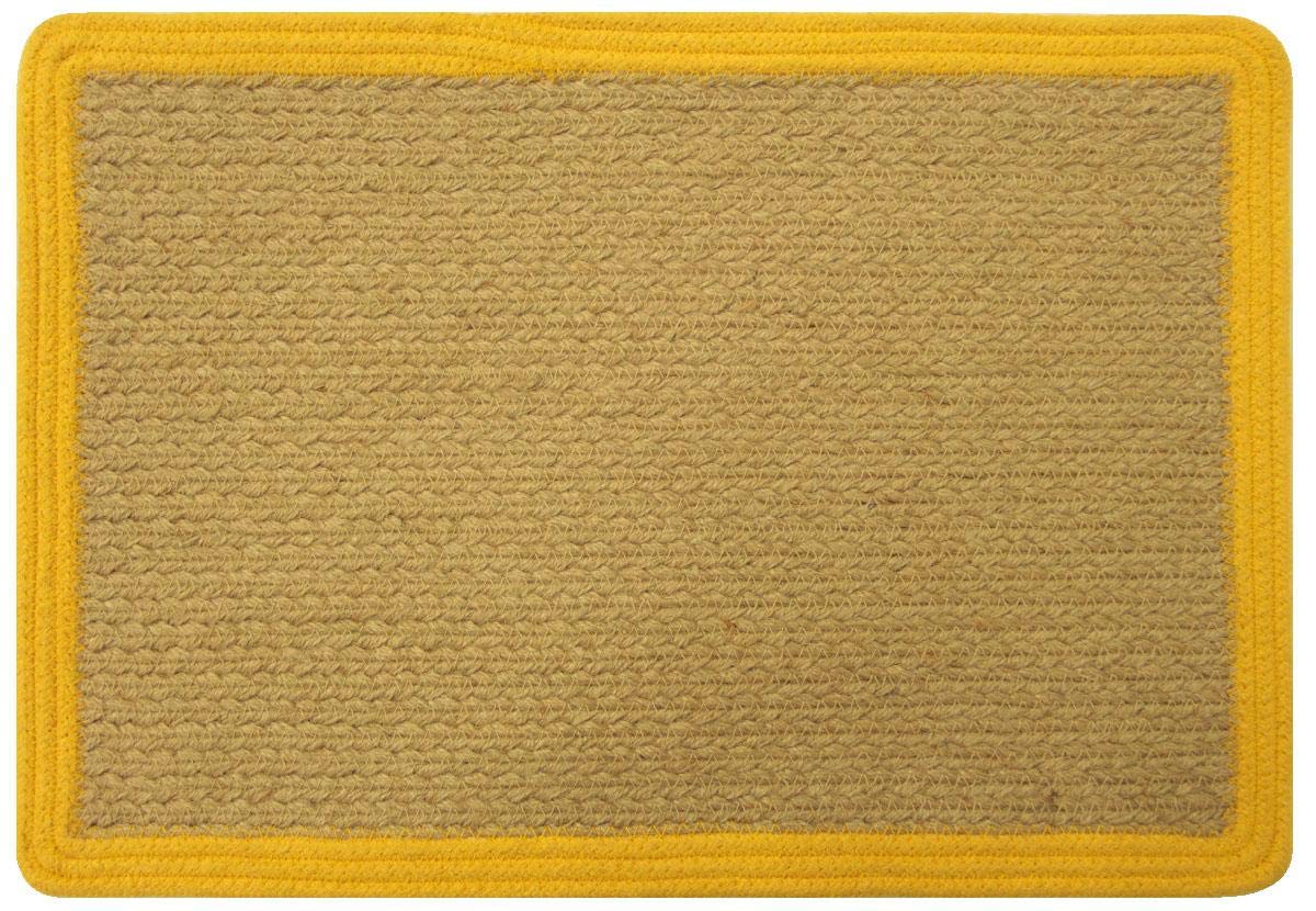 Home Interiors Natural Jute Placemats, 45cm x 32cm - Set of 4, Yellow border