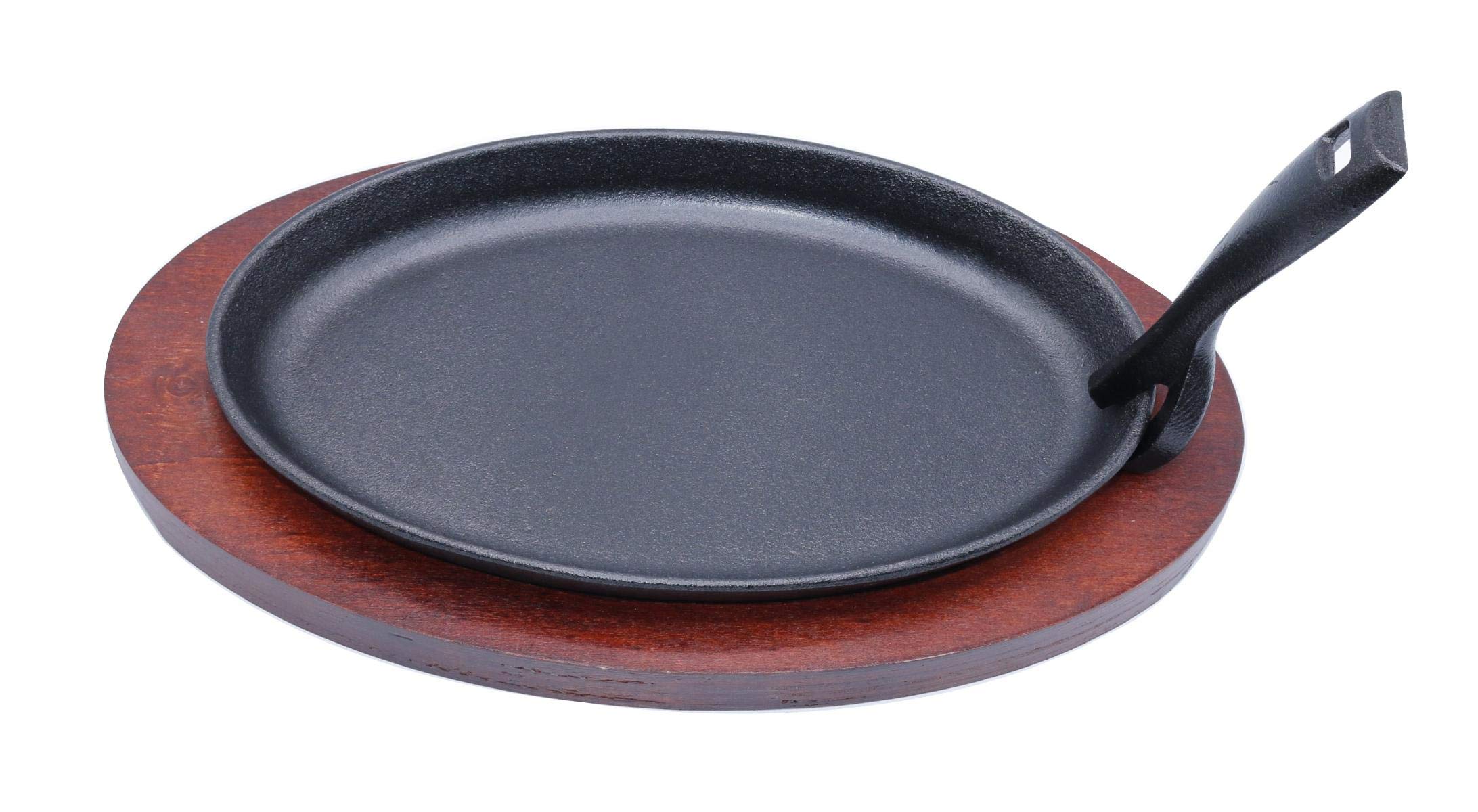 Buy Sizzling plate Fajita Pan 27cm Cast Iron Oval Shape with Handle and