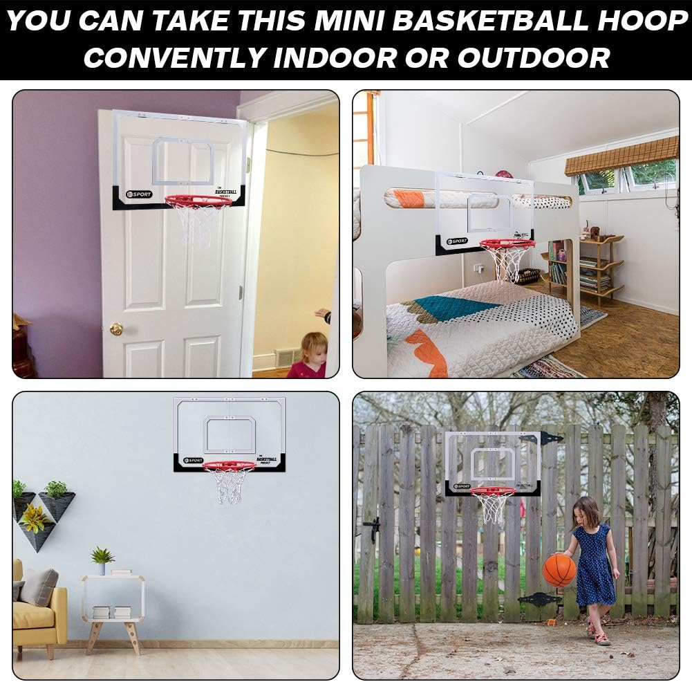 Large Indoor Mini Basketball Hoop Set for Kids and Adult 24 X 16 Inch Board Family Games for Home and Office Door & Wall with 3 Balls and Complete Accessories, Basketball Toy Gift for Boys Girls Teens : Sports & Outdoors