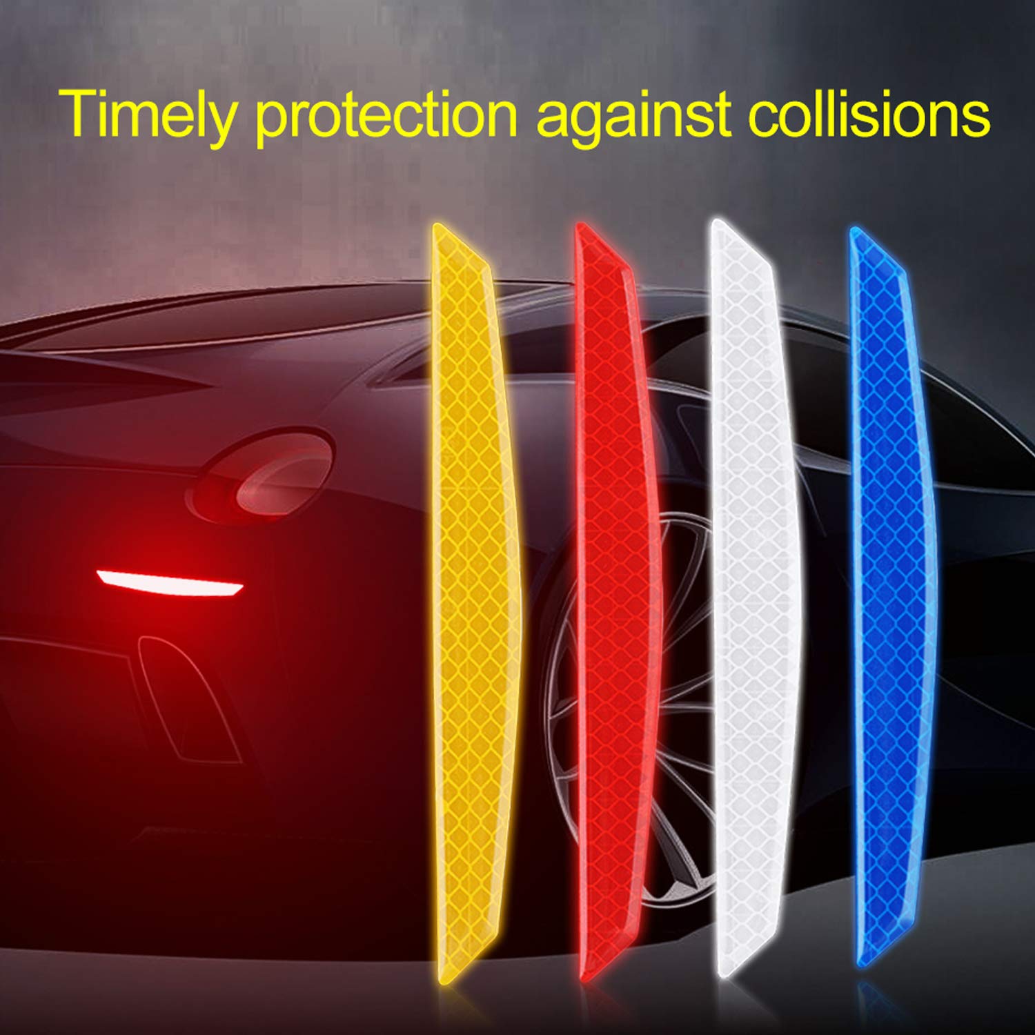 LOCEN Car Reflective Warning Sticker Wheel Side Door Edge Bumper Strip Protection Waterproof for Universal Household Appliances Buses - 2 Pack - Red