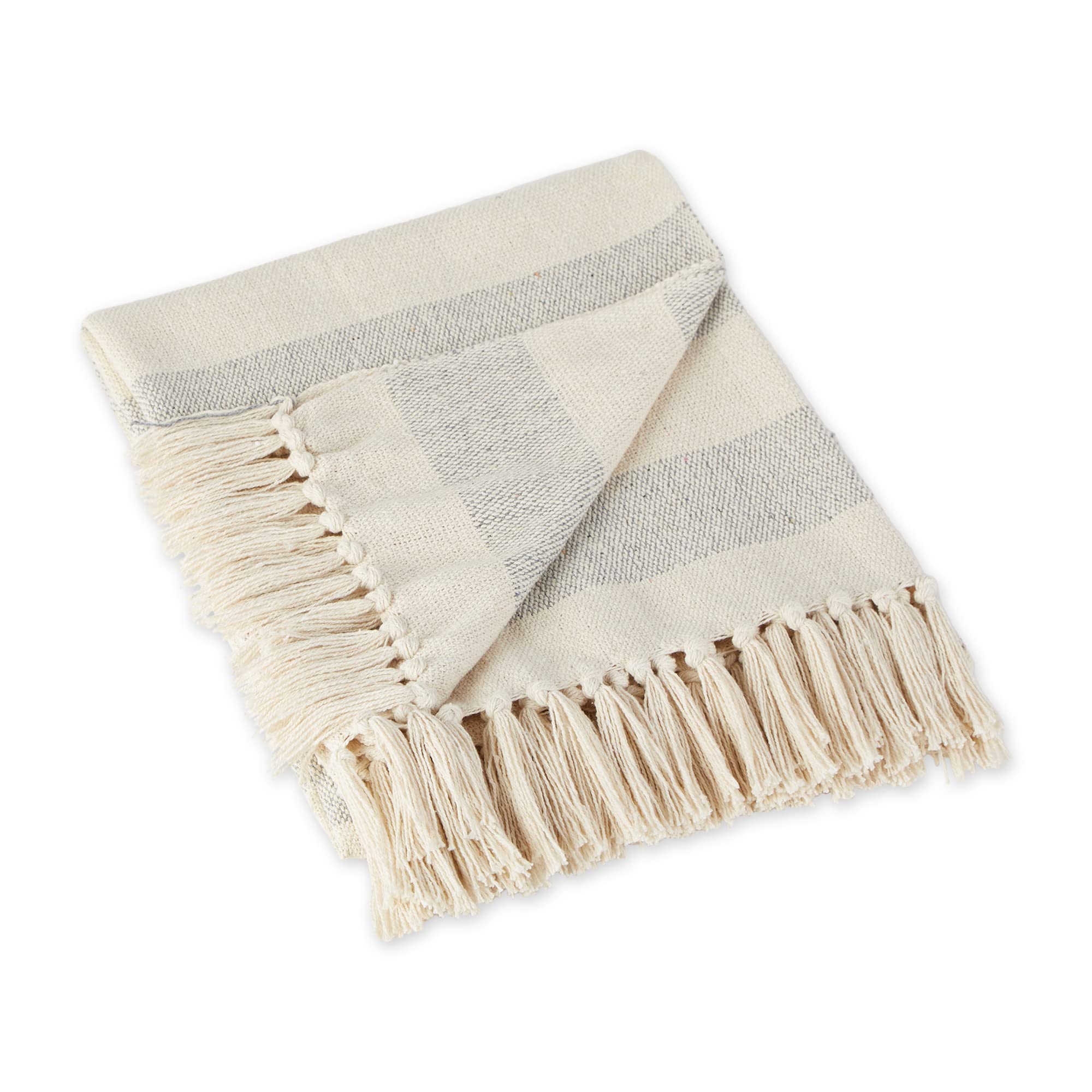 DII Cabana Stripe Woven Throw, Cotton, Gray & Off-White, 50x60 — image 1