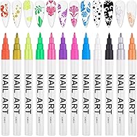 12 Color Fluorescent 3D Nail Art Pens Set, Kalolary Nail Point Graffiti Dotting Pen Drawing Painting Liner Brush for DIY Nail