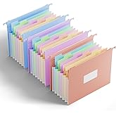 ANSOOK Hanging File Folders Letter Size,7 Pockets Expandable Accordion File Folder Organizer,3 Pack Extra Capacity File Folders Hanging with Tabs,Wheat Straw File Cabniet Folders for Office School