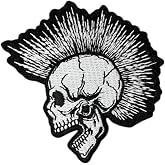 Embroidered Punk Skull Head Iron On Patch &ndash; Skeleton Head Patch for Jackets, Backpacks, Hats, and DIY Alternative Projects