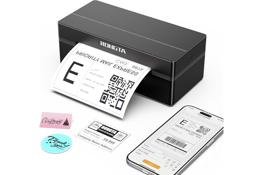 Rongta Bluetooth Thermal Shipping Label Printer, Wireless 4x6 Label Printer for Shipping Packages&Small Business, Compatible Windows/Mac/Android/iOS, Support USPS, UPS, Etsy, Shopify, RP425