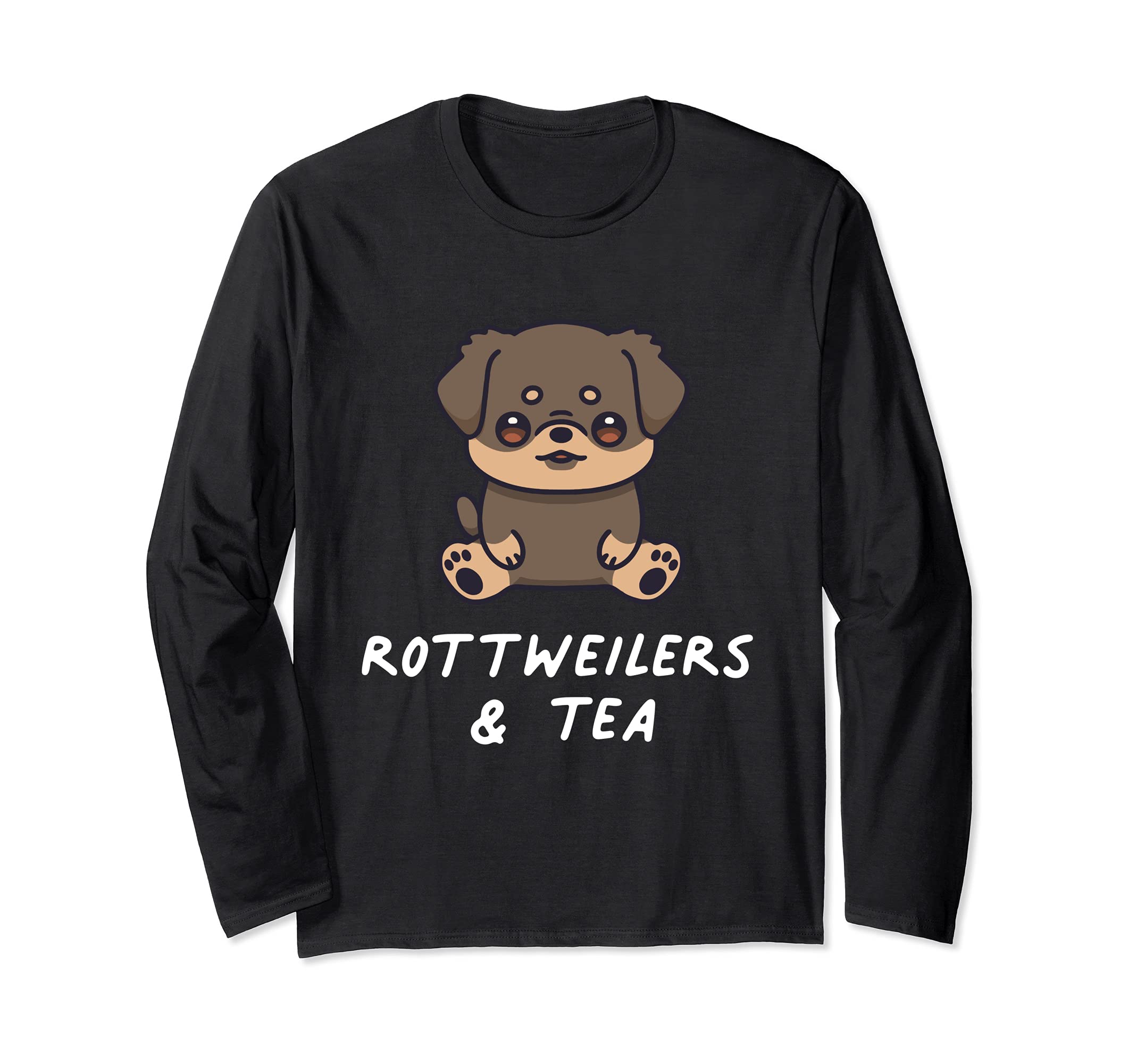 Rottweilers & Tea Funny Anime Aesthetic Kawaii Dog Lover Long Sleeve T-Shirt