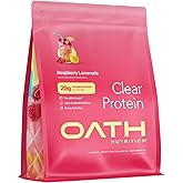 Oath Nutrition Clear Whey Isolate Protein Powder, Raspberry Lemonade, 20g Complete Protein per Serving, No Added Sugar, Grass-Fed, 18 Servings