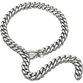 Mens Silver Tone Stainless Steel Hip Hop Miami Chain Curb Cuban Link Rapper Necklace With Tail
