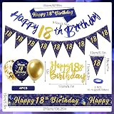 DEARLIVES Navy Blue Gold 18th Birthday Decorations Triangle Flags Banner Sash view 2