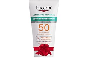 Eucerin Sun Sensitive Mineral Sunscreen Lotion SPF 50 with Zinc Oxide Protection, Hypoallergenic Sunscreen for Sensitive Skin, Oxybenzone and Octinoxate Free, 4 Fl Oz Tube