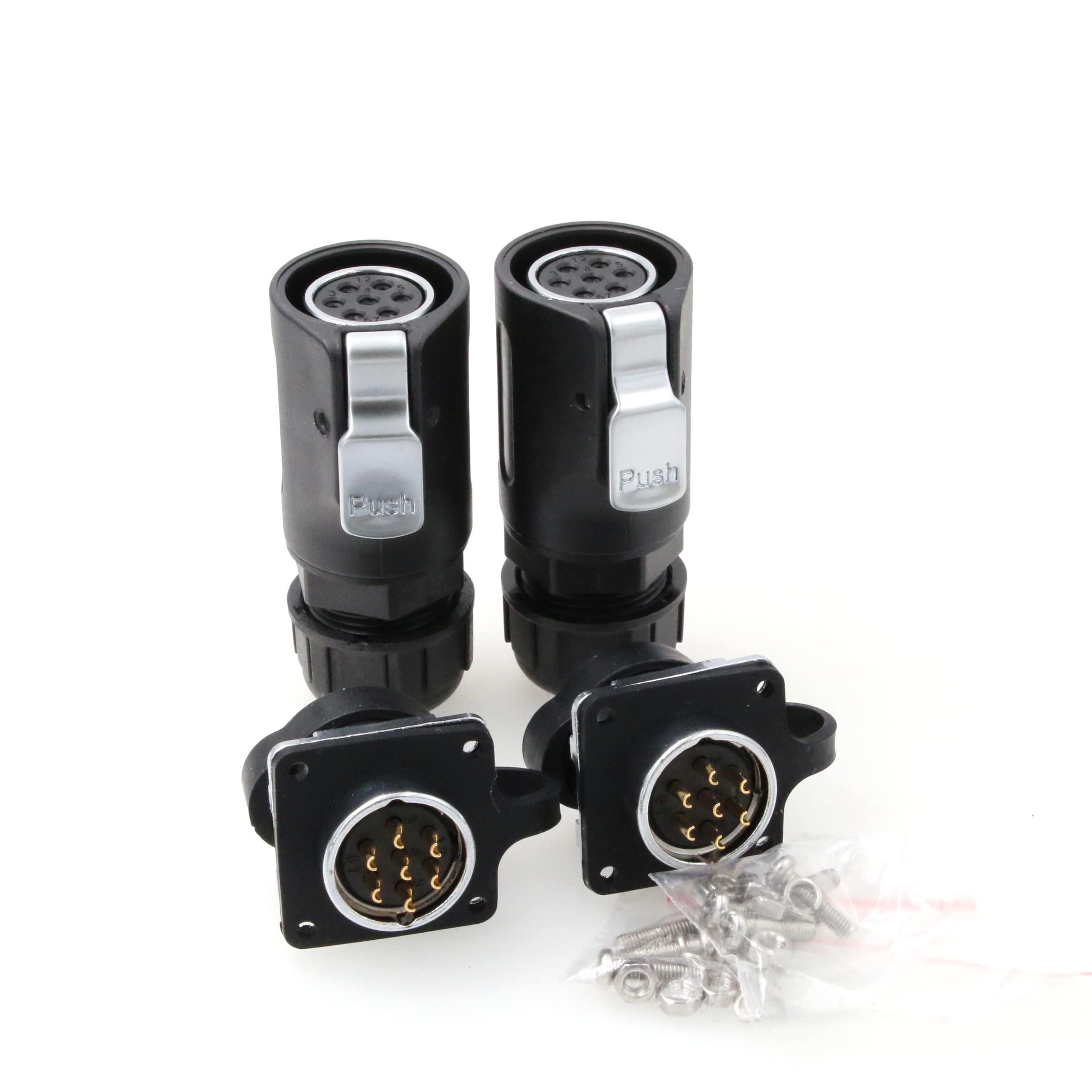 Eonvic LP20 7Pin Aviation Connector Female Plug Male Panel Socket Waterproof Wire Connectors Industrial Solder Plug Socket Panel Mount Connector (7Pin)