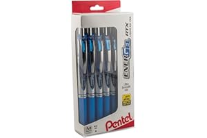 Pentel® EnerGel™ RTX Retractable Liquid Gel Pens, Medium Point, 0.7 mm, 54% Recycled, Blue Barrel, Blue Ink, Pack Of 12 Pens