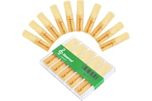 BUNROD 10 Pack Professional Alto Saxophone Reeds 3 with Plastic Box Thinner Reed Tip Traditional Alto Sax Reeds for Saxophone Beginner and Player