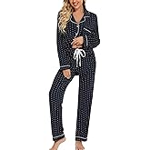 Leikar Button Up Pajama Set For Women Long Sleeve Shirt And Pajama Pants Soft Pjs Lounge Sets