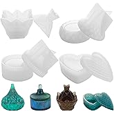 Gartful 4PCS Box Resin Molds, Silicone Jewelry Box with Pyramid Trinket Epoxy, Heart Organizer, Round Storage Holder and Drop