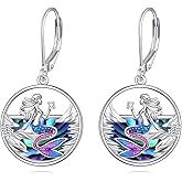 Mermaid Earrings 925 Sterling Silver Mermaid Dangle Drop Earrings Mermaid Jewelry Gifts for Women