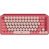 Logitech POP Keys Mechanical Wireless Keyboard with Customizable Emoji Keys, Durable Compact Design, Bluetooth or USB Connectivity, Multi-Device, OS Compatible - Heartbreaker Rose